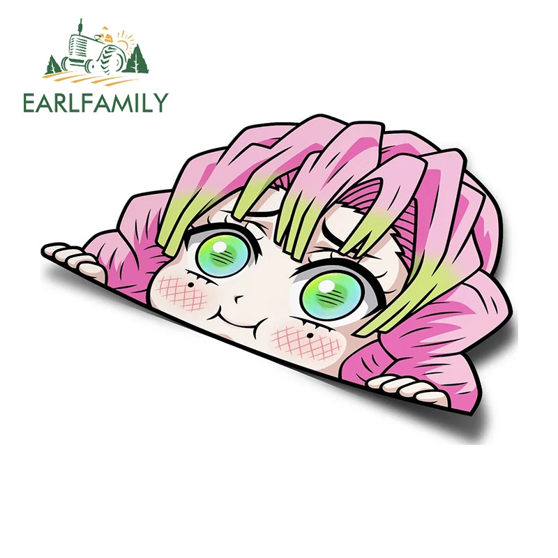 

EARLFAMILY 13 см x 9 см для Mitsuri Peeker, автомобильные наклейки для ноутбука, аниме, окна, багажника, фургон, искусственные граффити, виниловые