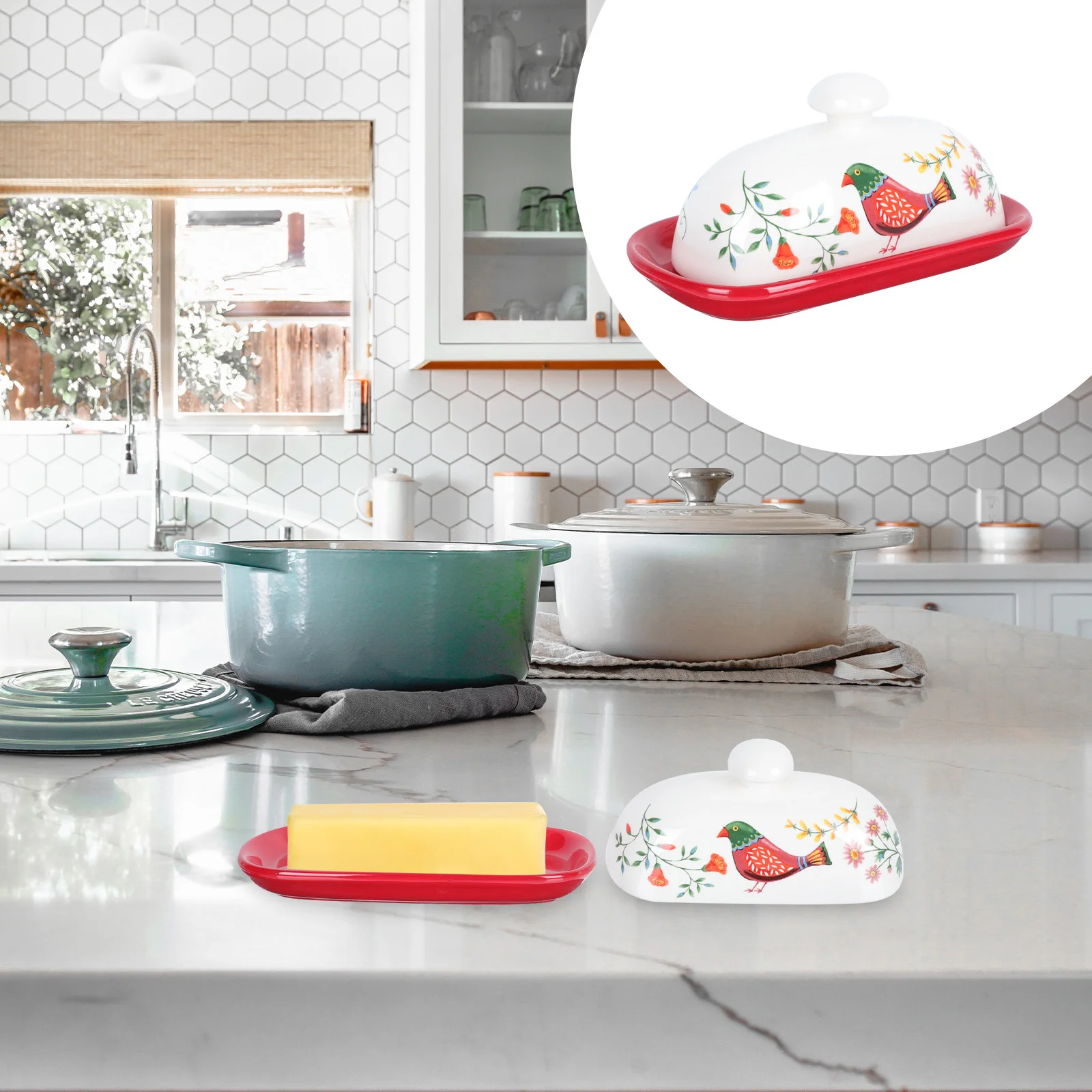 

Ceramic Butter Box Dessert Pastry Tray Designed Dish Exquisite Food Plate Storage Serving