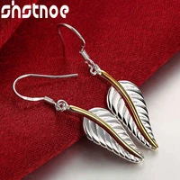 925 sterling silver feather drop earrings for women party engagement wedding valentines gift fashion jewelry