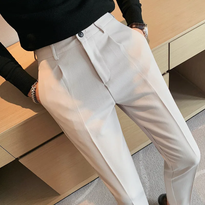 

2022 мужские тонкие деловые строгие брюки, мужские костюмные брюки, мужские весенние строгие Костюмные брюки, черные белые синие строгие брюк...