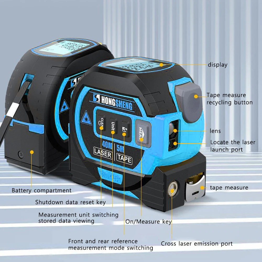 

Laser Tape Measure 3In1 60m Laser Rangefinder High-precision Digital Laser Tape Range Finder Measure Tool Measuring Instrument