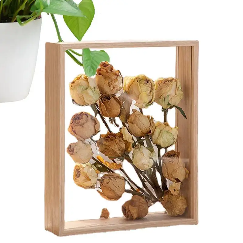 

Сушеные цветы, фоторамка, деревянный декоративный цветок, демонстрационная подставка, креативная настольная плавающая Фоторамка ручной работы, свадебные подарки