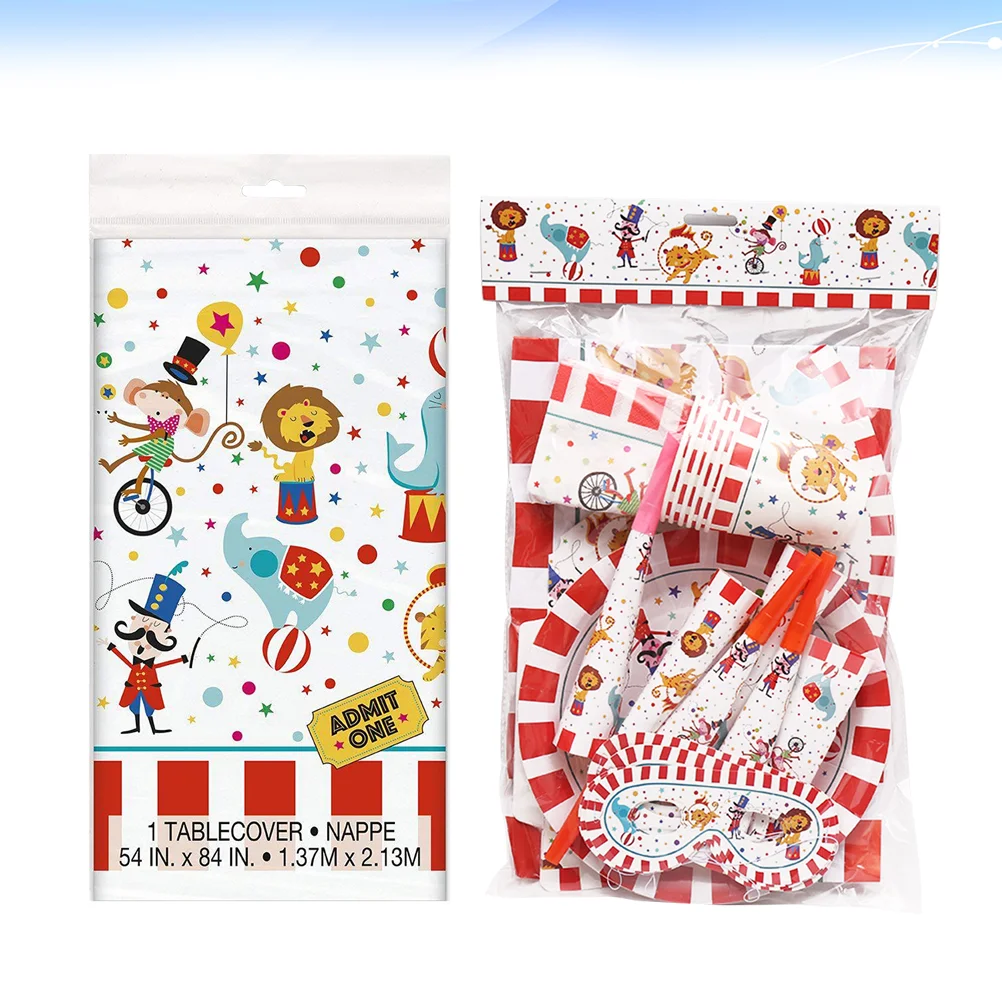

Circus Birthday First Decorations Tableware Paper Cups Napkins Plates Hat Banner Party Dinnerware Cutlery Set Decor