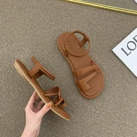 2022 summer new outer wear flat flip flops sandals fairy wind soft bottom roman casual sandals shoes for women sandals