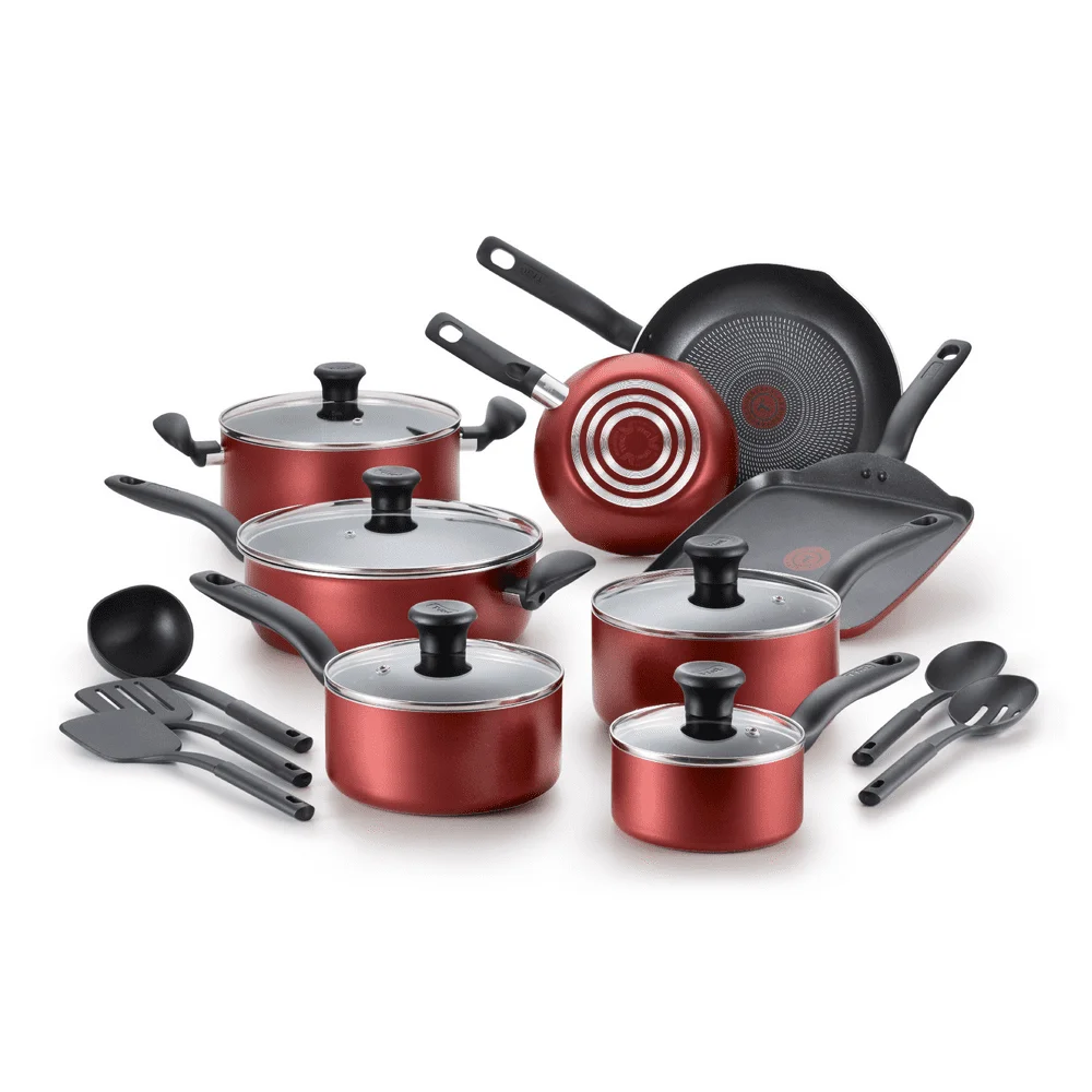 

Initiatives Nonstick Cookware, 18 piece Set, Red, B209SI64 Casuelas y ollas para cosinar inoxidables Big pot for cooking Juego d