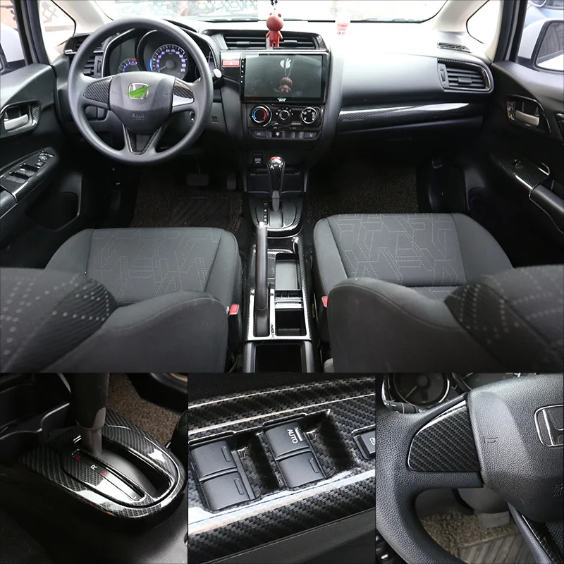 

For Honda Jazz GK5 2015-2019 Interior Steering Wheel Sequin Cover Moulding Frame Trims ABS Carbon Sticker Car-Styling Accessoriy