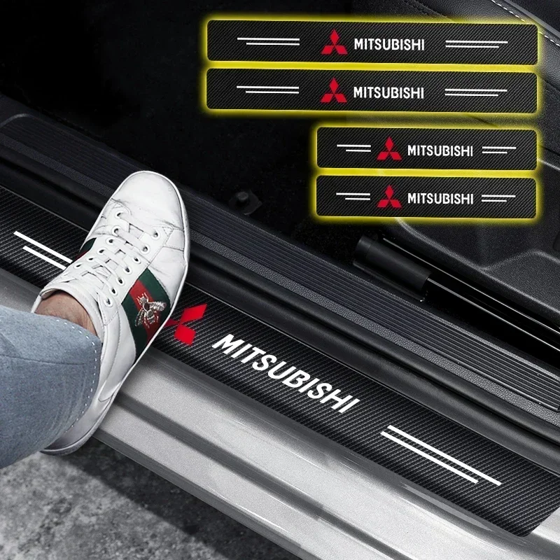 4 шт. автомобильный Стайлинг 3D наклейка на порог из углеродного волокна для Mitsubishi