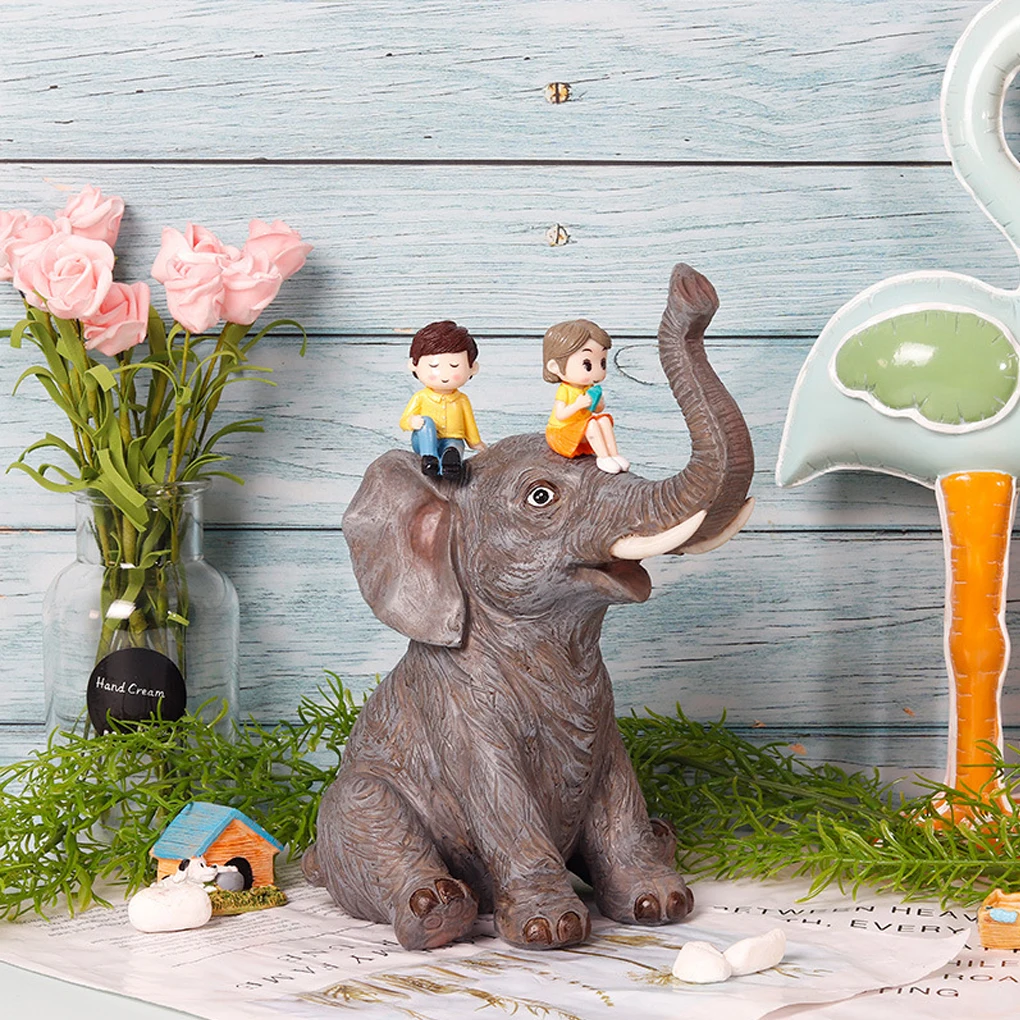 

Craft Elephant Simulation Small Animal Figurines Vivid Painted Fine Workmanship Stable Ornament Accessory Indoor