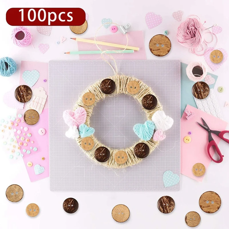 100 шт. круглые пуговицы из натуральной кокосовой ракушки