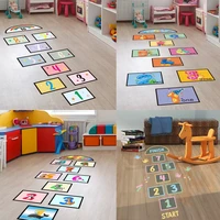 cartoon digital grid childrens game floor sticker wallpaper door sticker self adhesive wall stickers for kids room home decor