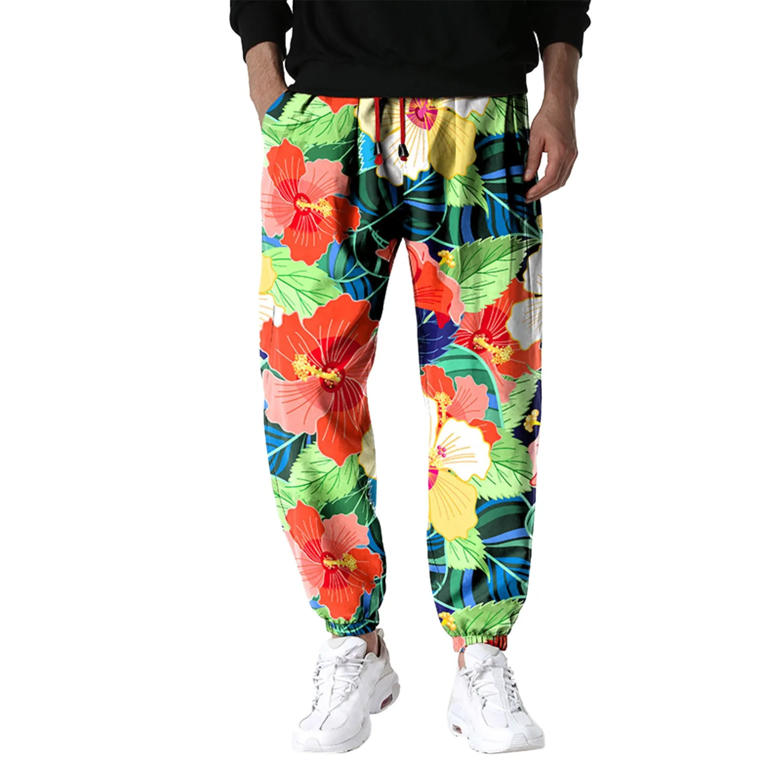 

Hawaii Pattern Printed Men Spring Summer Pants Casual Versatile Painted Loose Big Size Pants Fashion Beach Pocket Pants Jogging