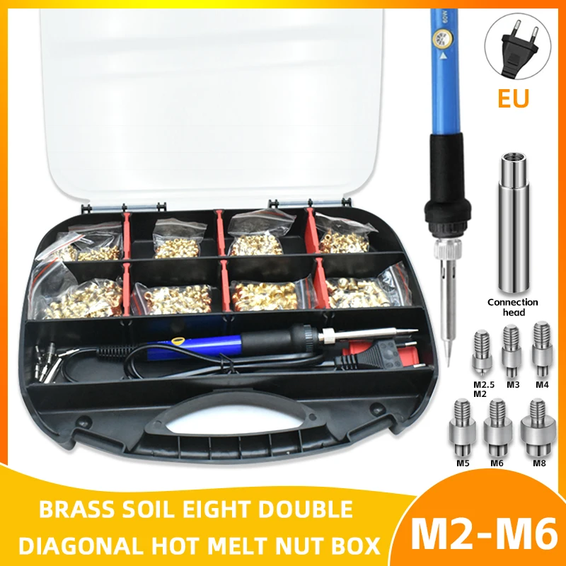 M2 M2.5 M3 M4 M5 M6 Heat Set Inserts Soldering Iron Tips Tool for 3D Printing Hot Melt Insert Threaded Metric Knurled Brass Nuts