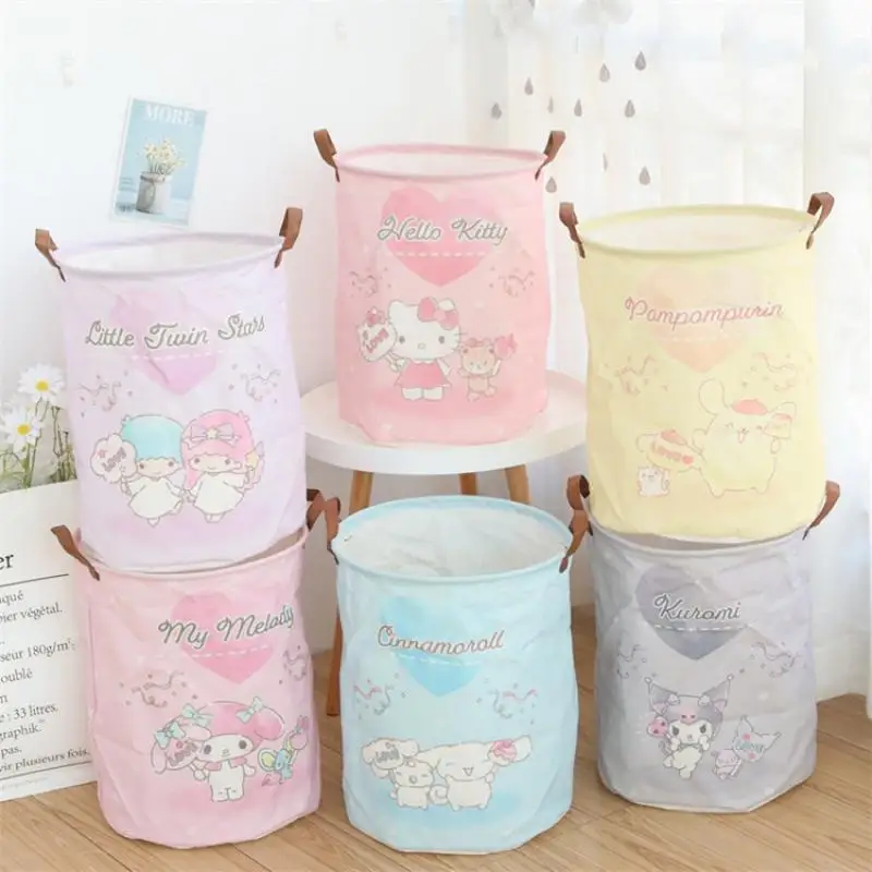 

Kawaii Cartoon Kuromi Kitty My Melody Cinnamorol Storage Bucket Large Sundries Clothing Laundry Basket Cute Toys for Girls