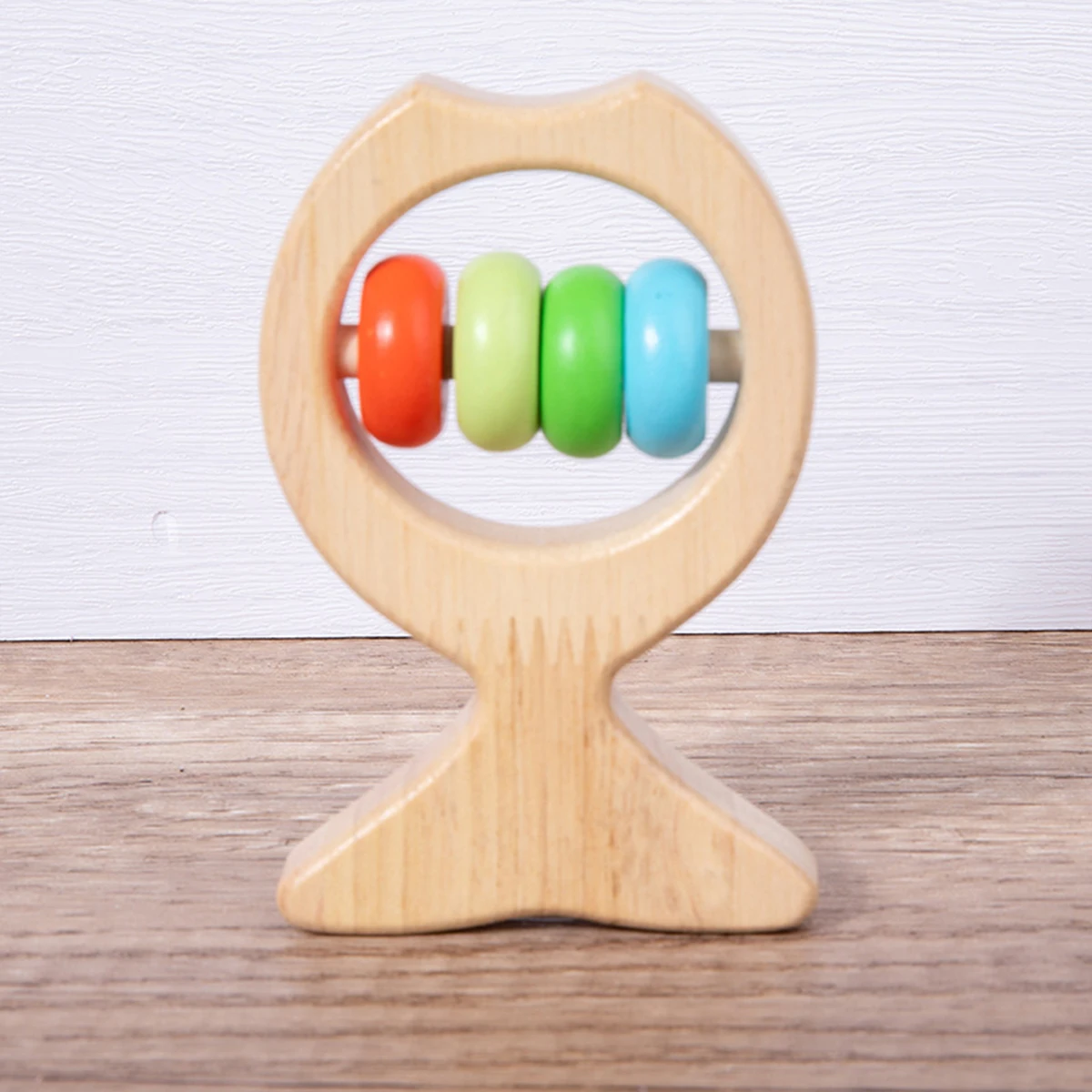 

Montessori Wooden Rattles Colorful Hold Rattle Preschool Educational Handbell Toys Baby Grasping Toy Wood Hand Rattle Soothing
