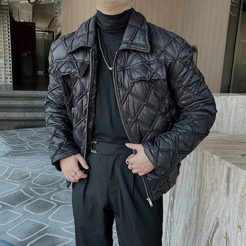 Korean Winter Jacket Men Fashion Lapel Thicken Zipper Parkas Jackets Warm Casual Streetwear Coats Oversized Hiphop Overcoat 2022
