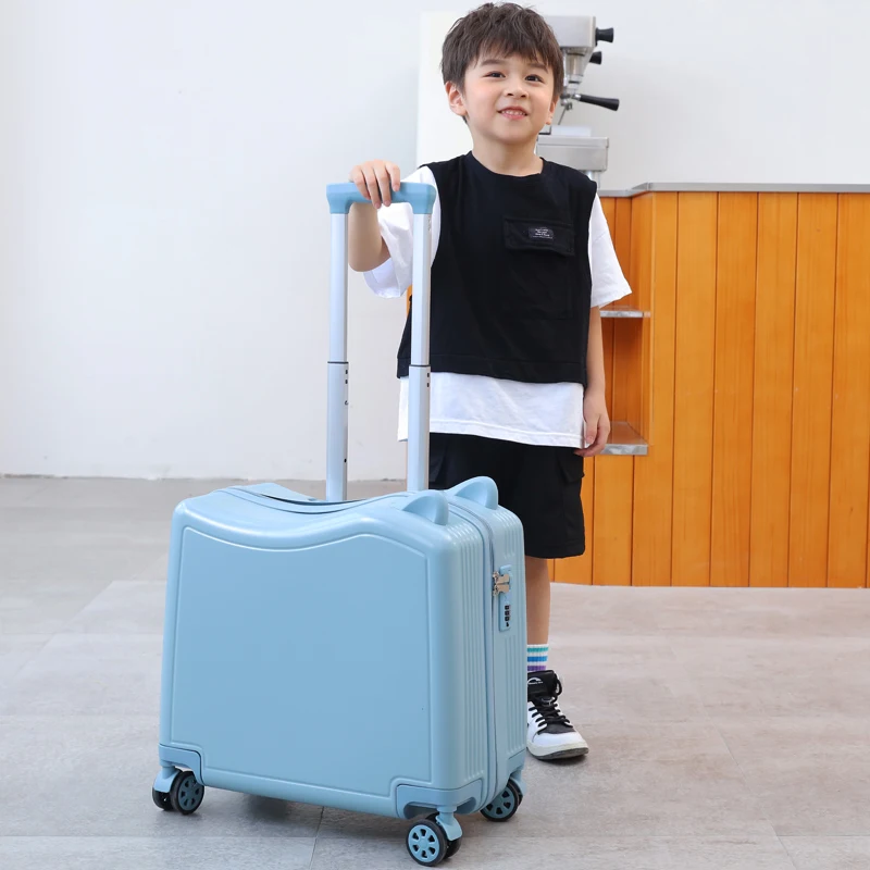 Kids Luggage lovely Travel suitcase on spinner wheels Sit and ride Children's travel bag password carry on trolley luggage bag images - 6