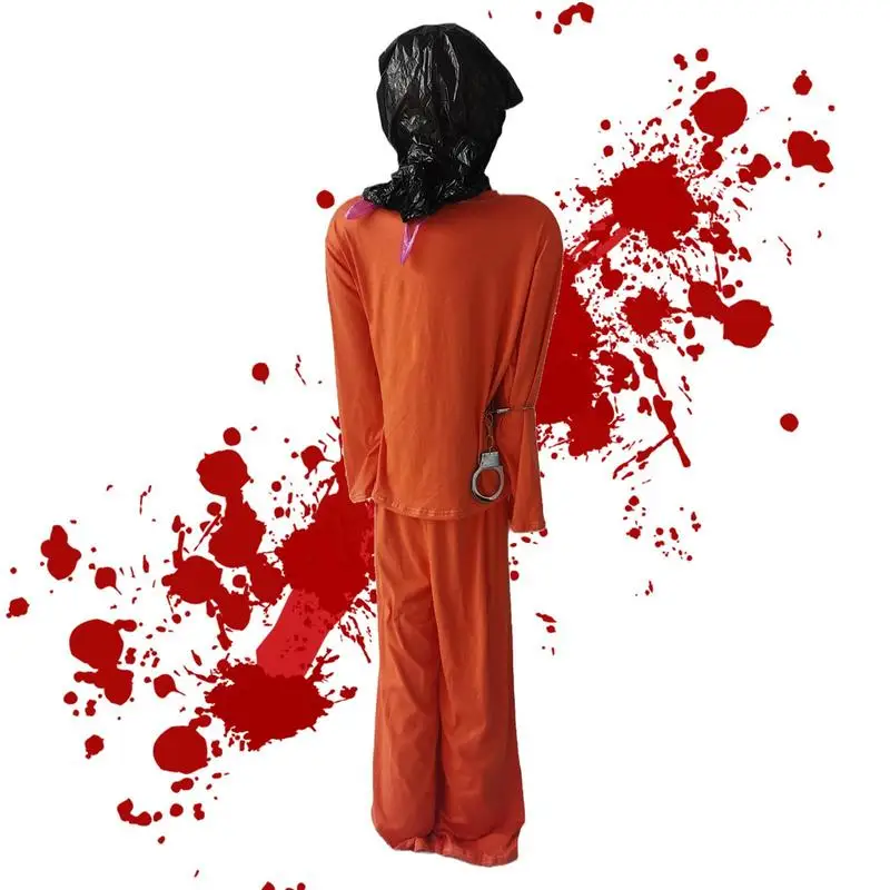 

Prison Inmate Costume Halloween Haunted House Prison Uniform Horror Decoration Accessory For Cosplay Halloween Party Haunted