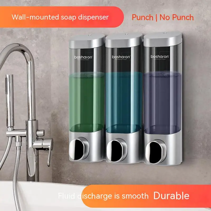 

Shampoo soap dispenser Liquid Soap Box Wall-mounted 1/2/3x200ml Chamber Bathroom Lotion Shampoo Box Shower Container