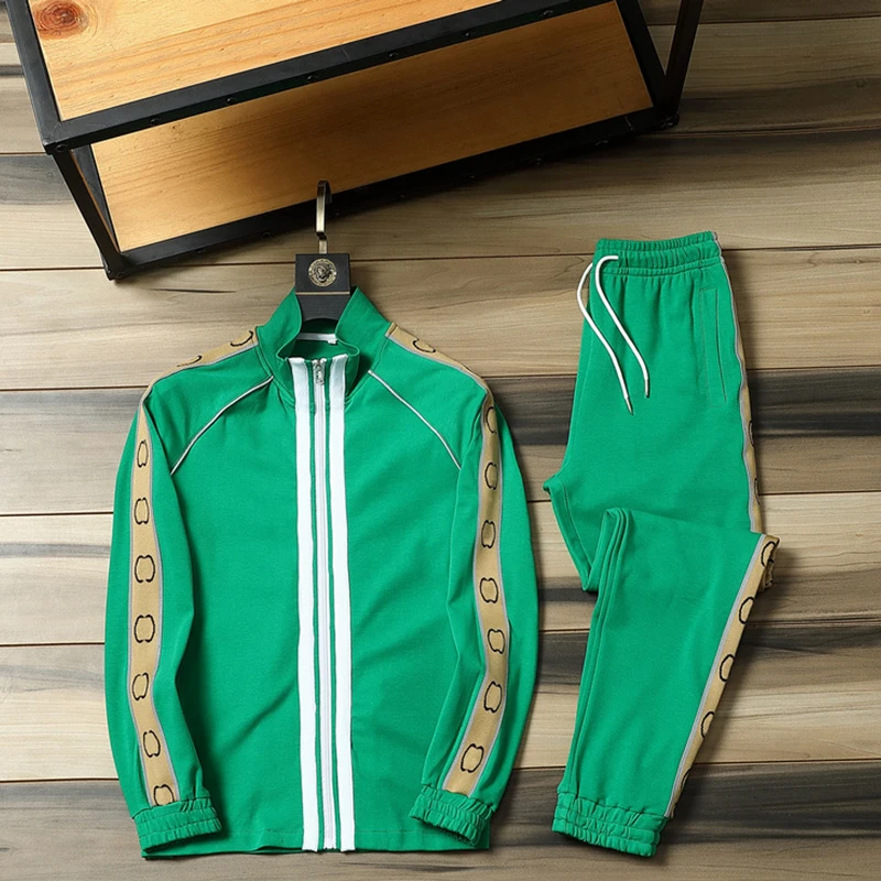 men tracksuit casual sports suit men's and women's new side double reflective Roman cotton cardigan two-piece men clothing