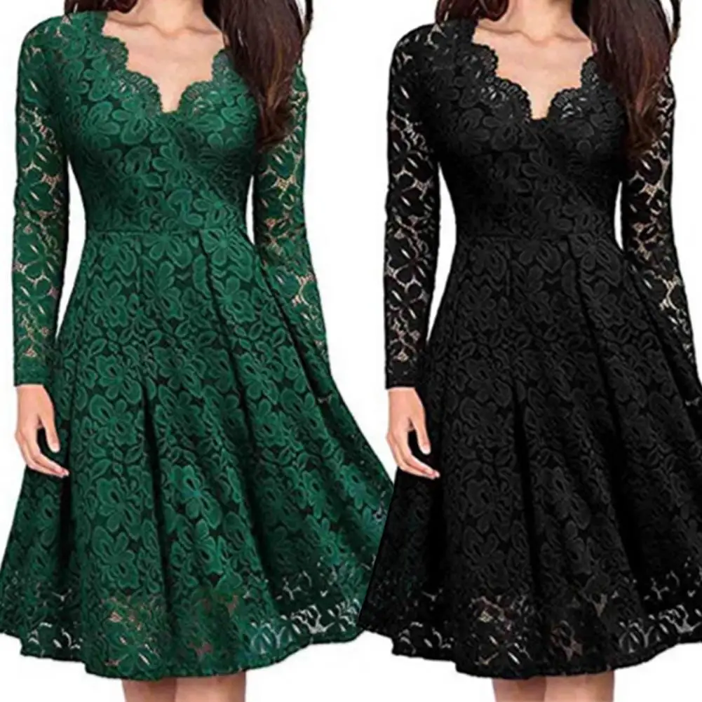 

Temperament Stylish Midi Waist A-line Dress Autumn Winter Midi Dress Waist Tied for Party