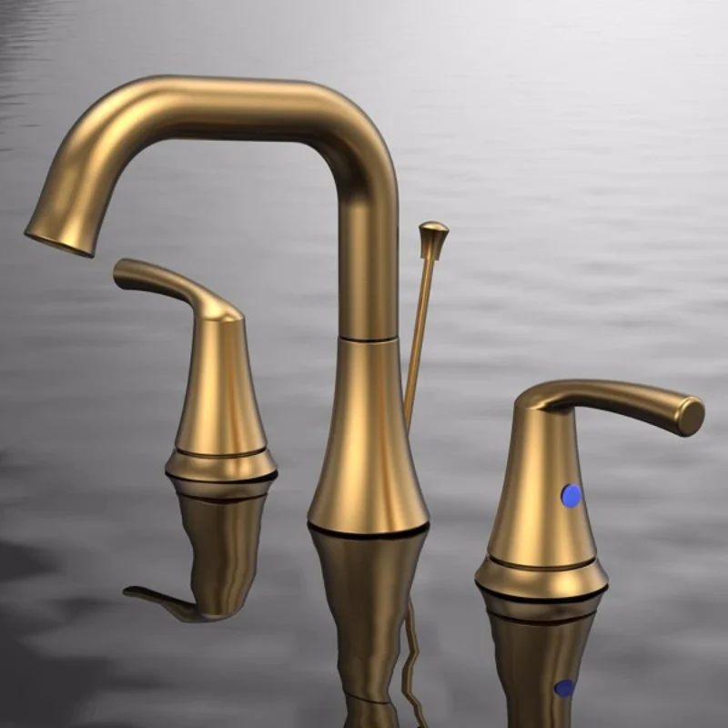 

Bathroom Faucet 3 Hole - Bathroom Sink Faucet 2-Handle 3-Hole\ Brushed Gold Widespread 8 Inch Bathroom Faucet With