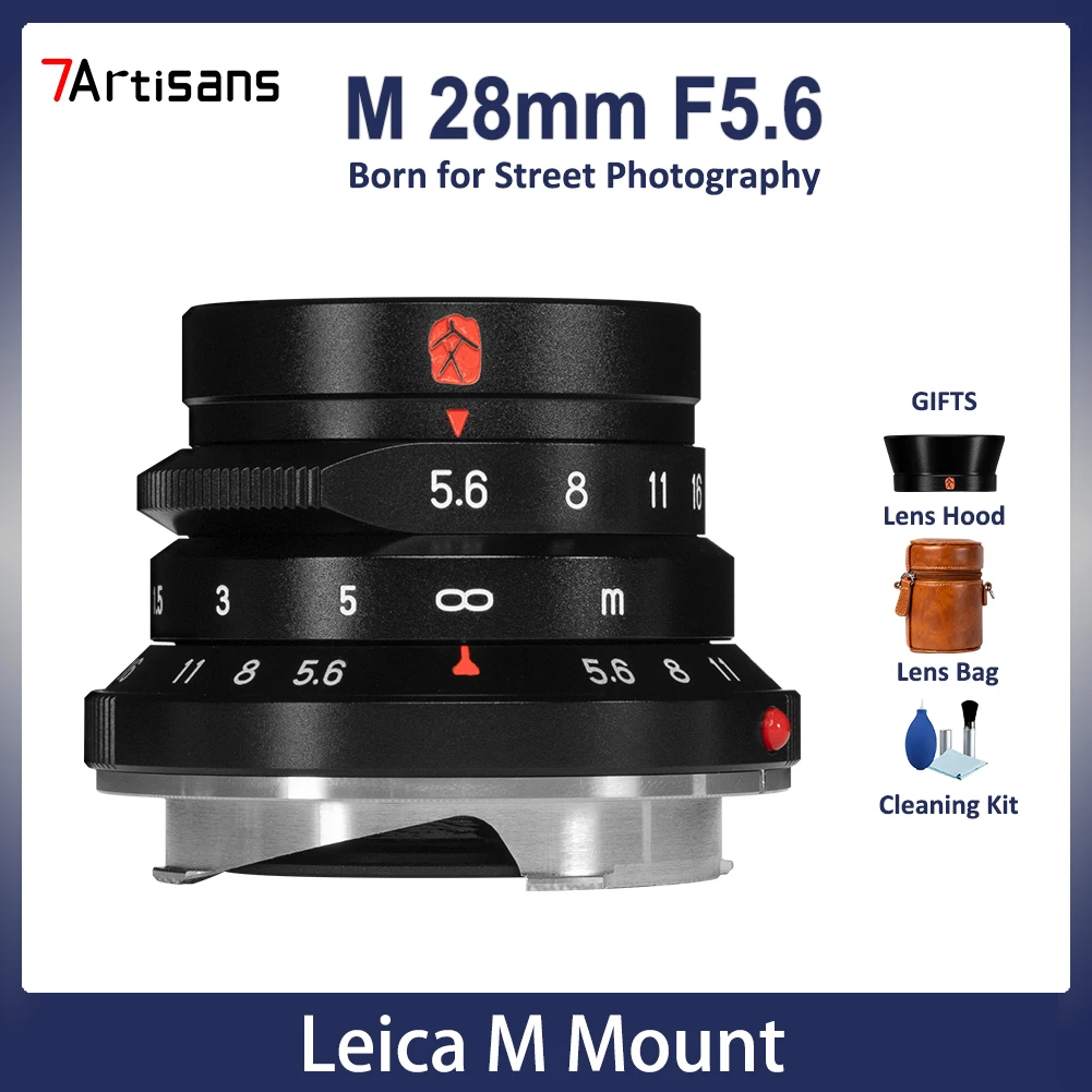 

7artisans M28mm F5.6 Frull Frame Large Aperture Manual Focus Street Lens for Rangefinder Leica M Mount Camera M1 M2 M3 M5 M10