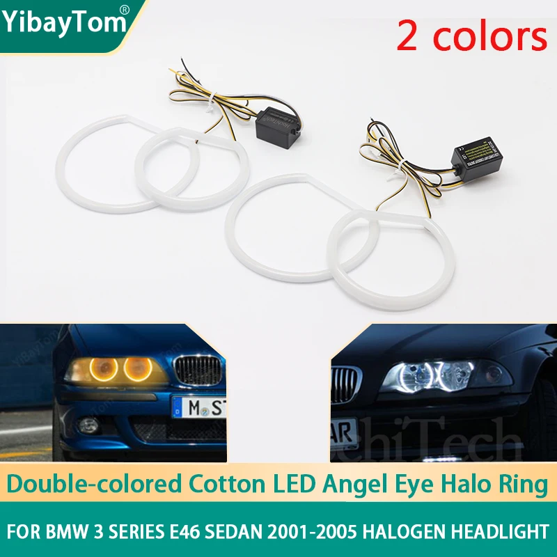 

131mm+146mm SMD Cotton LED Angel Eye Halo Ring Kit For for BMW 3 series E46 sedan 2001-2005 Halogen Headlight without Projector
