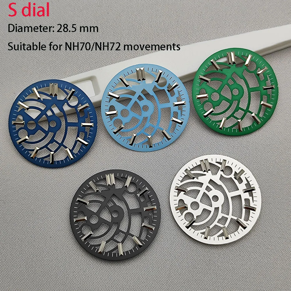 

High Quality 28.5mm hollow out dial watch S dial suitable for NH70/NH72 movement watch accessory repair