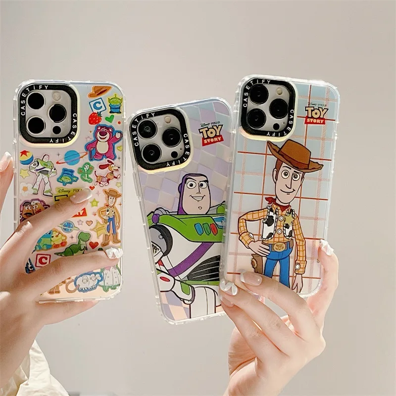 

Cartoon Toy Story Laser Transparent Phone Case For iPhone 14 13 12 11 Pro Max XR XSMAX Luxury shockproof Bumper Back Cover coque