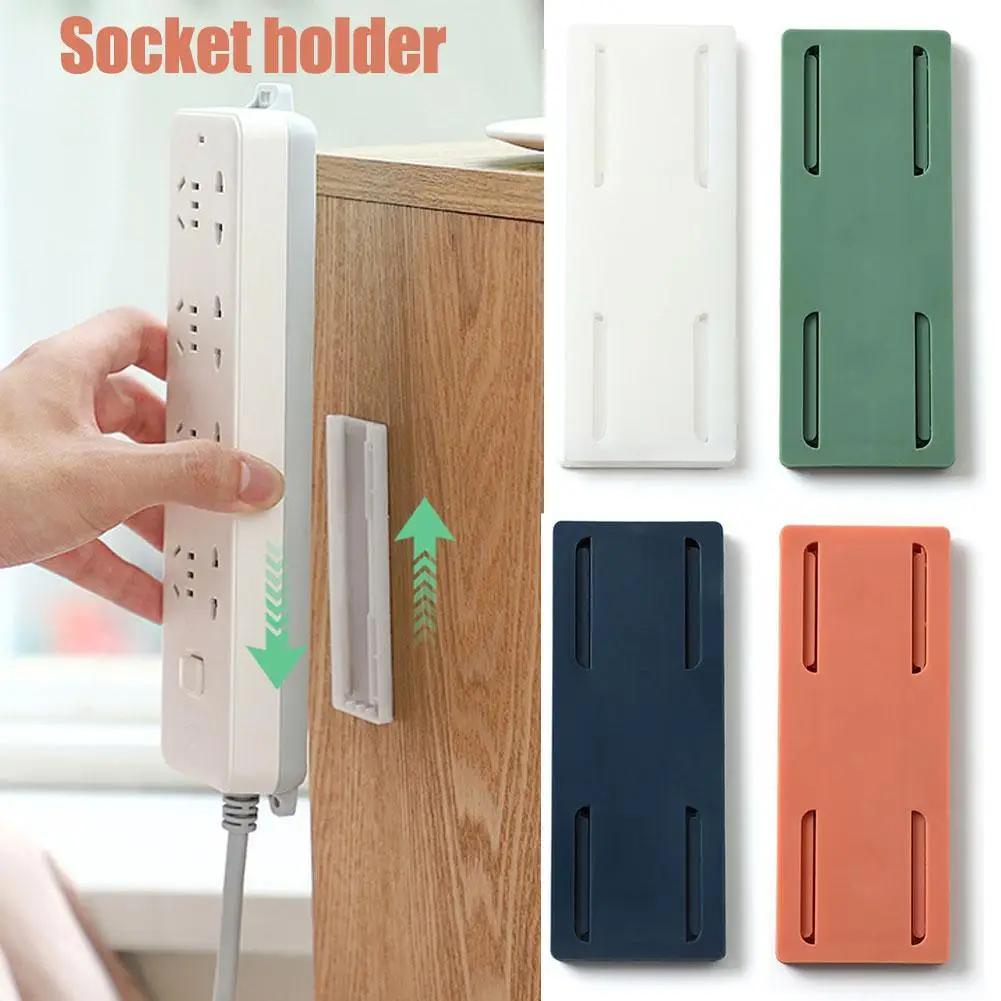 

1PC White Socket Paste Fixer Patch Panel Holder Wall Hanging Plug Fixing Device Punch-free Plug Multi-Purpose Hooks