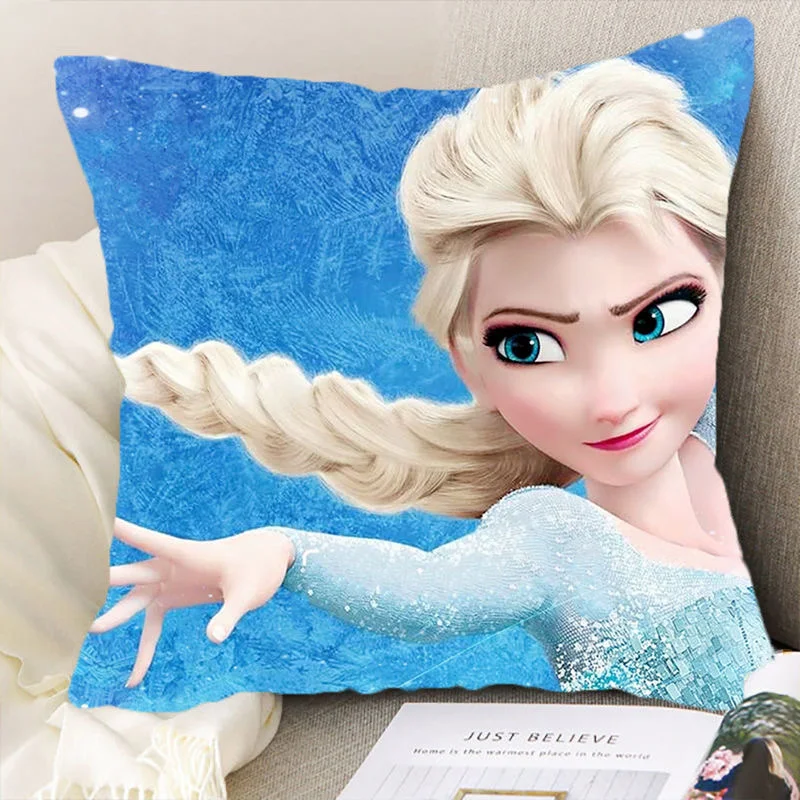 Disney Elsa Princess Kids Pillow Cases on Bed Sofa Car Decorative Nap Cushion Cover Girl Birthday Gifts 40x40cm