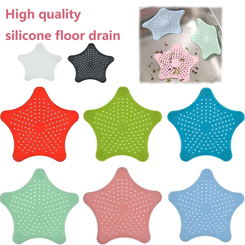 

1 Pcs Anti-blocking Strainer Bathtub Shower Floor Silicone Drain Stopper Five-pointed Star Kitchen Sink Mesh Filter Hair Catcher