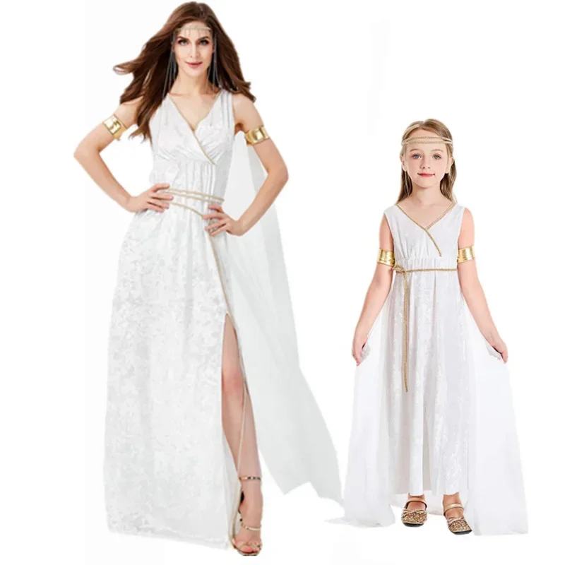 Костюм Афины для Хэллоуина Пурим взрослых и детей платье тоги в стиле древней