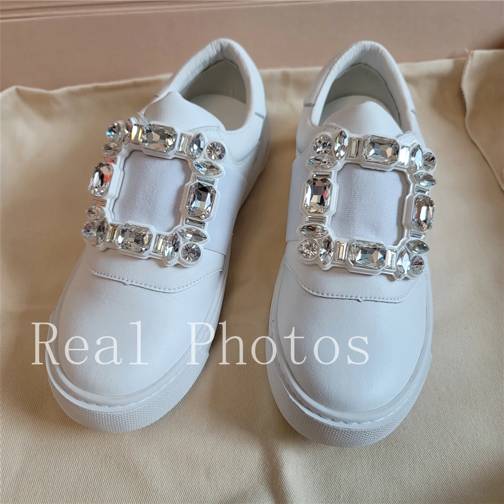 Women Sneakers Genuine Leather Shoes Fashion Rhinestone Casual Sneakers Women's Vulcanize Shoes Zapatos De Mujer