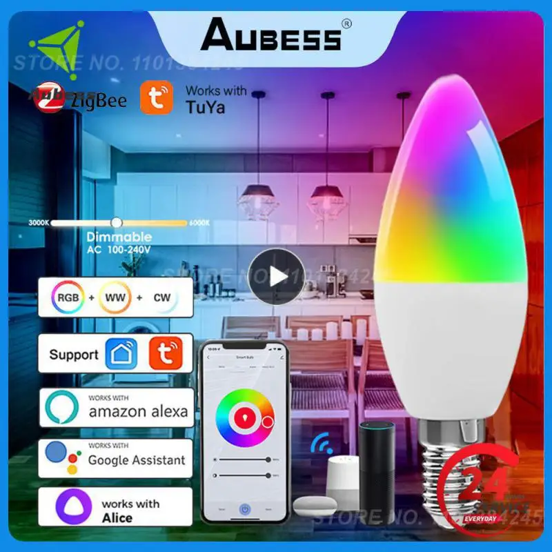 

1~6PCS Zigbee Smart Lamp 5w Voice Control E14 Led Bulb For Alexa Google Home Yandex Alice Candle Light Bulbs Smart Home