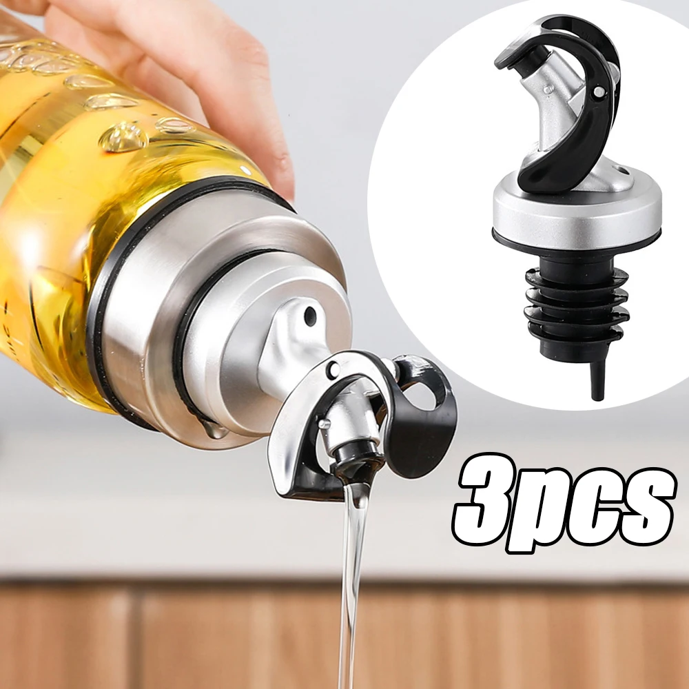 

3Pcs Automatic Oil Bottle Stopper Cap Sauce Nozzle Liquor Leak-Proof Plug Bottle Stopper Lock Wine Pourer Dispenser Kitchen Tool