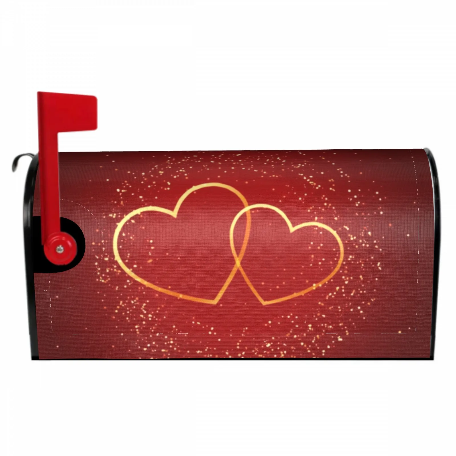 

Valentines Day Sparkling Love Magnetic Mailbox Cover Standard Size Golden Hearts Post Box Cover Wrap Decoration Garden Outdoor