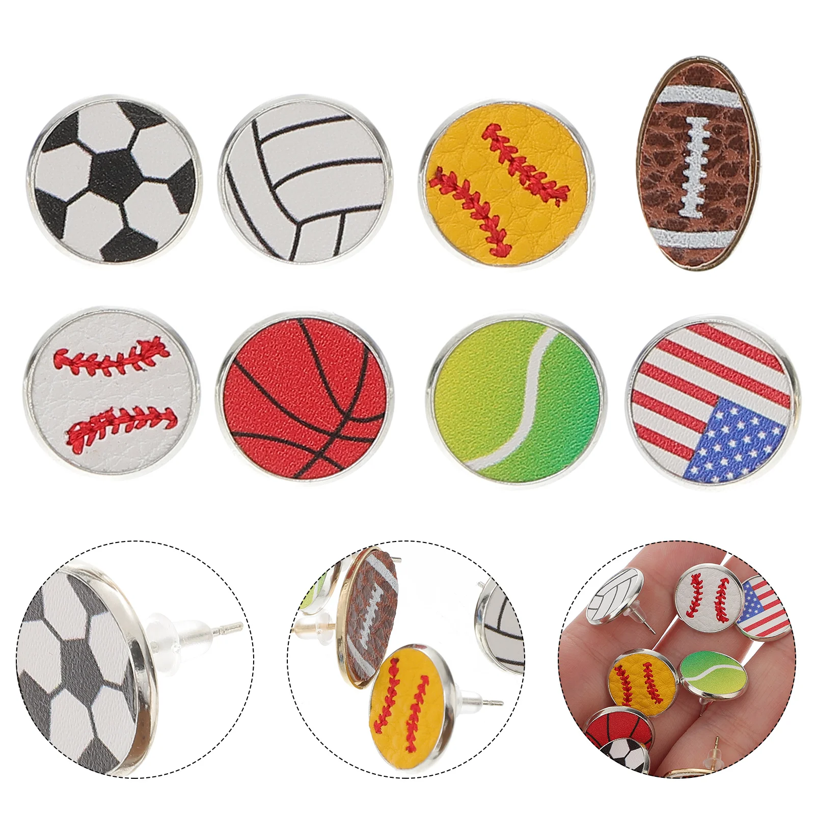 

Earrings Stud Jewelry Sports Soccer Vintage Party Ear Dangle Punk Drop Ball Basketball Rugby Pierced Tennis Baseball Favors