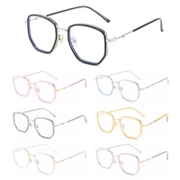 trendy metal frame eyeglasses anti radiation office glasses computer goggles oversized square glasses anti blue light