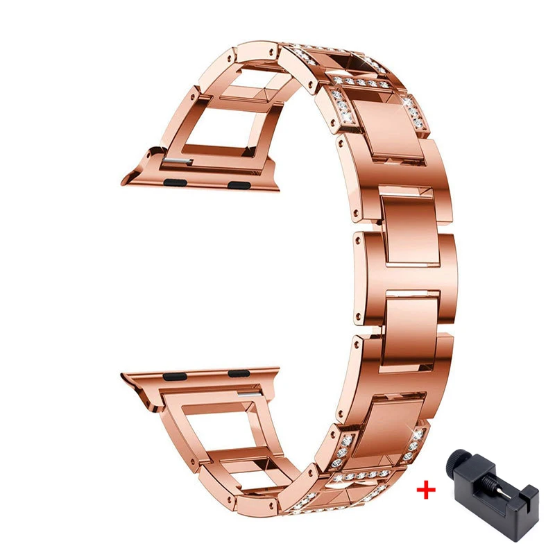 Stainless steel Strap For Apple watch band 7 45mm 41mm 6 5 4 44mm 40mm Diamond bracelet wrist correa Iwatch series 3 2 38mm 42mm