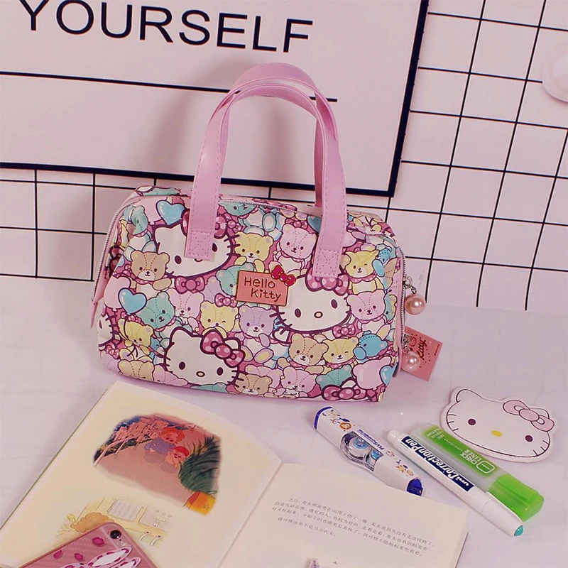 

Kawaii Hello Kitty мультфильм косметичка Kawaii кошка Косметика сумка для путешествий размер Макияж ПУ кошельки сумки Мелодия хранилище переносить Девушки Подарки