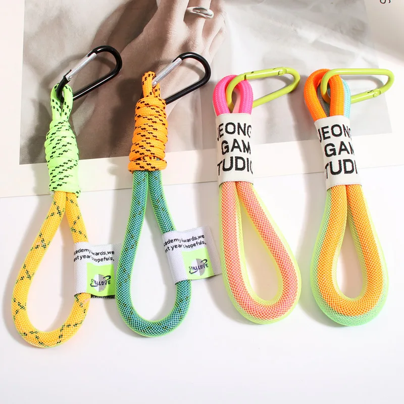 

New Candy Colored Nylon Rope Keychain for Men Women Pendant Cute Software Twist Buckle Blue Green Bag Hanging Cord Accessories
