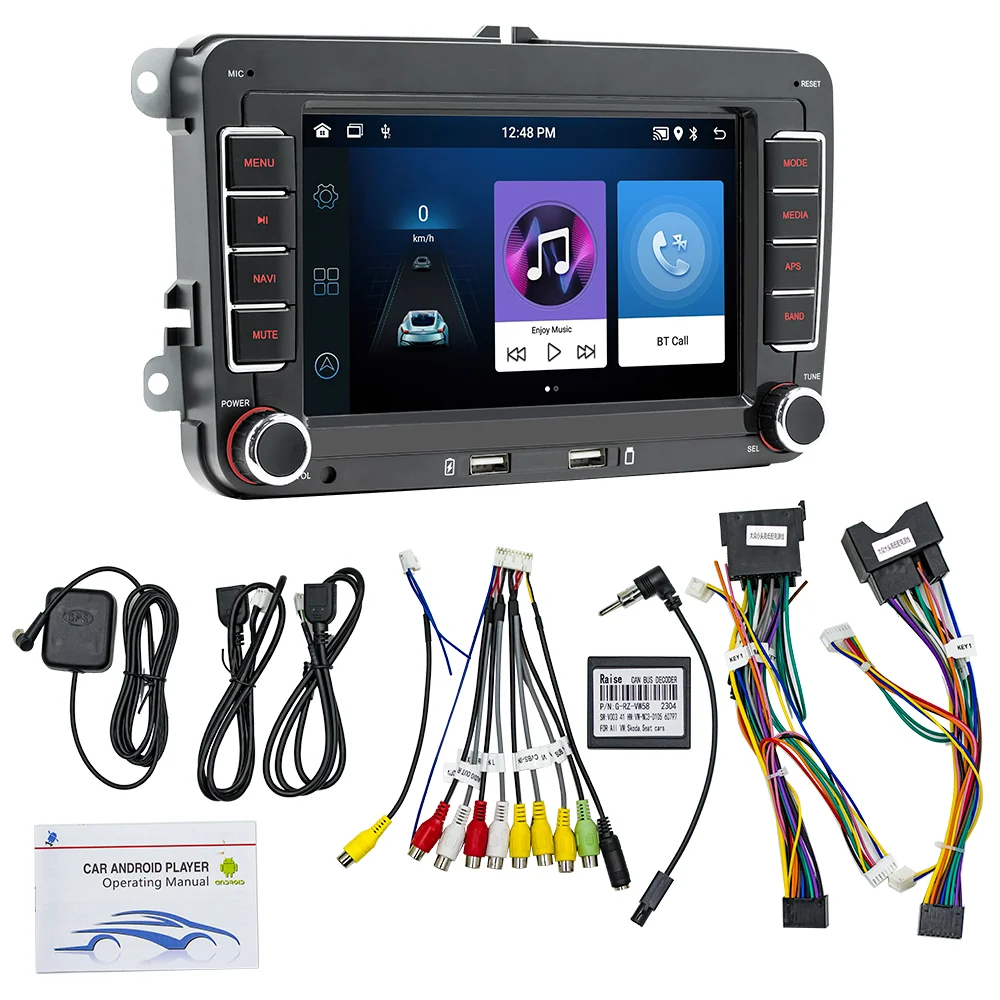 Автомагнитола BQCC 7 2DIN с беспроводным CarPlay, 2 USB, Android, GPS-навигацией, Wi-Fi для Volkswagen, Skoda, Seat, Passat B7, Polo, VW Golf 5, 6 (art.: 3920d8c2866a1) - 3920d8c2866a1