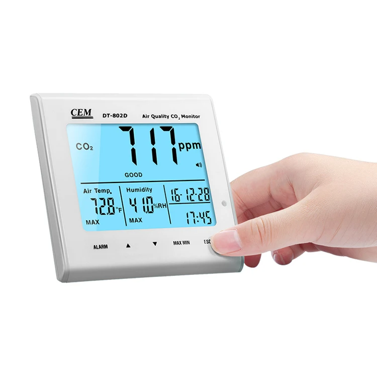 

CEM Table top co2 Sensor HD Backlit Voice Call The Police DT-802d CO2 Meterl