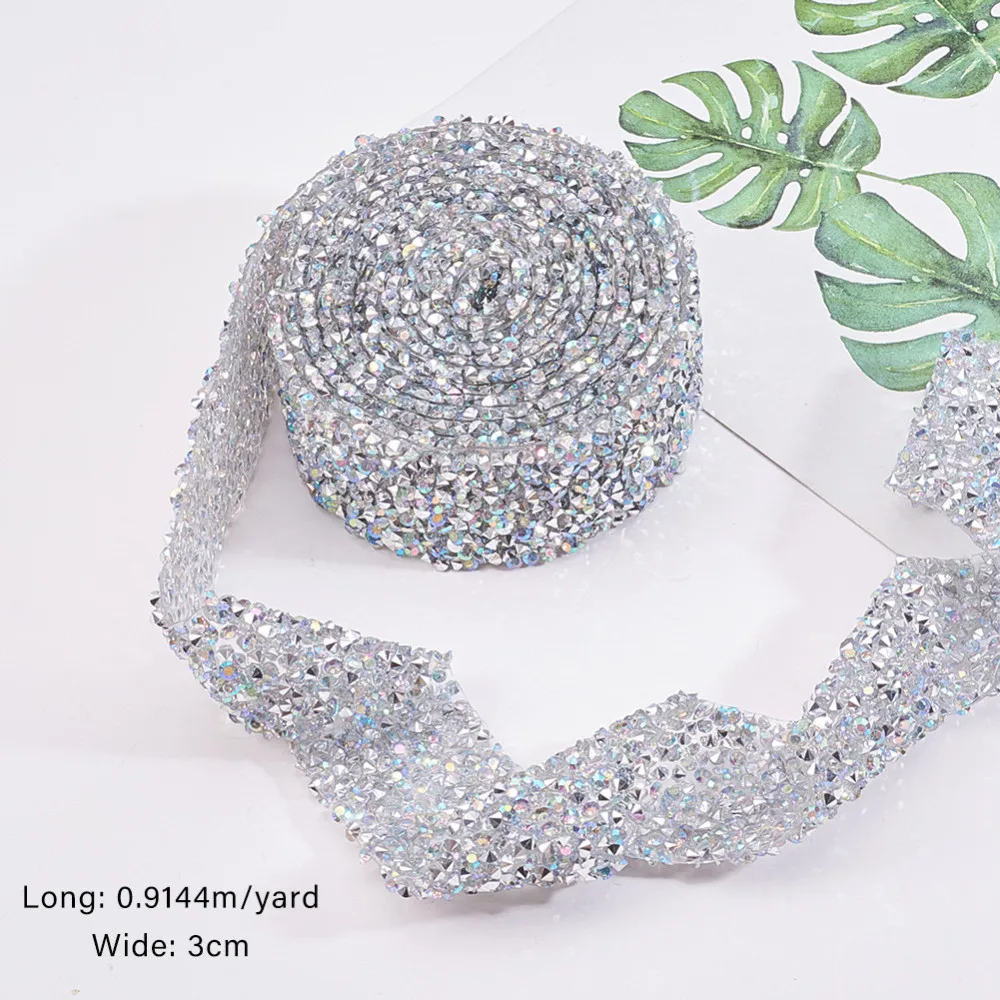 

1 Yard 3cm Glitter Resin Hotfix Rhinestone Trimming Costume Accessories Decoration DIY Belt Garment Strass Hotfix Applique Craft