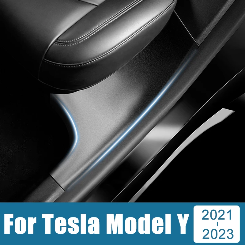 

Car Accessories For Tesla Model Y ModelY 2021 2022 2023 TPE Leather Rear Door Sill Scuff Plate Cover Welcome Pedal Trim Pads