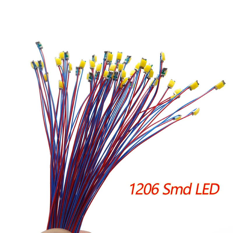 

5 шт. Предварительно проводной 1206 светодиодов SMD 3 в модель поезд предварительно спаянный Micro Litz для поезда Железной Дороги ландшафта хобби м...