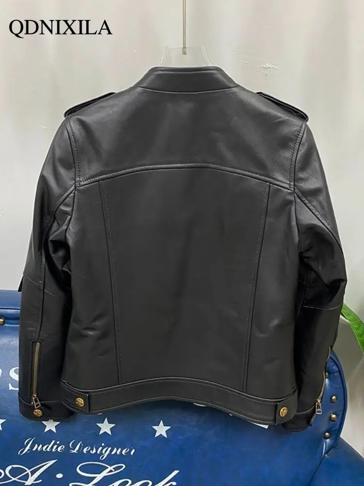 Leather Jacket Women Spring Jacket Women 2023 New Outerwear Slim Fit Small Stand Collar PU Coat Women's Bomber Jacket