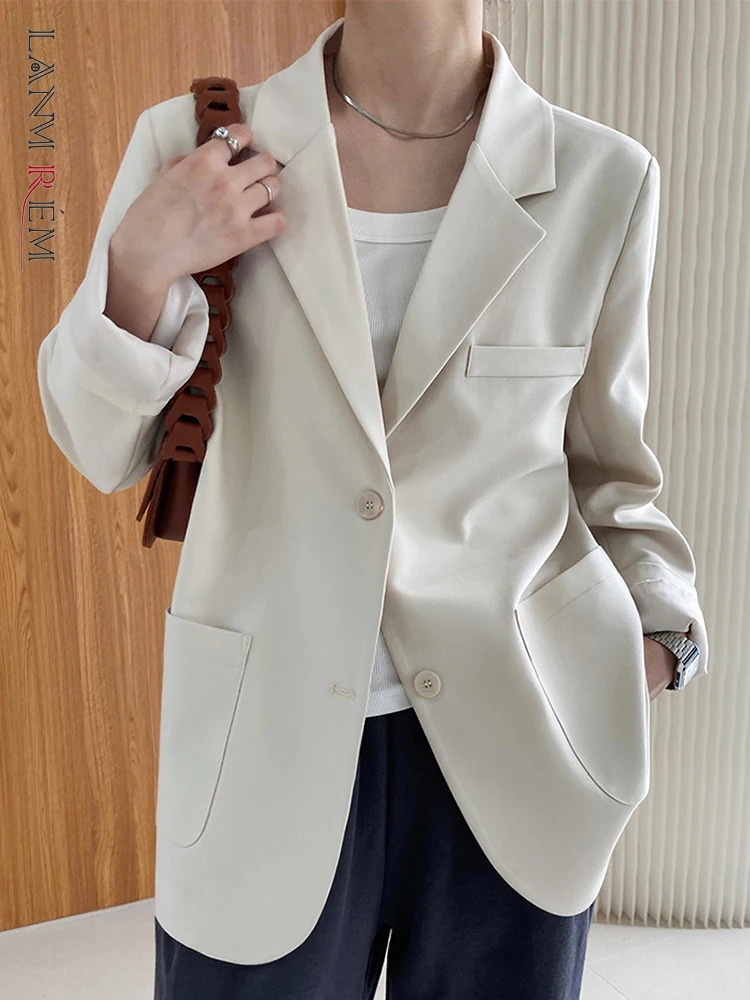 

Женский однотонный Блейзер LANMREM, повседневный свободный однобортный пиджак с длинным рукавом, модная верхняя одежда, Новинка осени 2023, 26D791