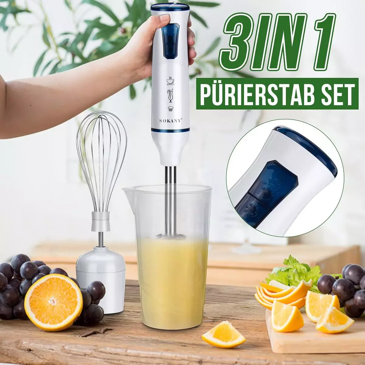 

3 IN 1 1000W Electric Hand Blenders Mixer Handheld Mixture Kitchen Mixer Eggs Blenders Baby Food Grinder Stick Juicer Vegetables